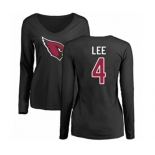 Football Women's Arizona Cardinals #4 Andy Lee Black Name & Number Logo Long Sleeve T-Shirt