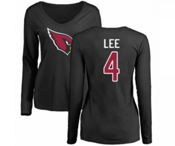 Football Women's Arizona Cardinals #4 Andy Lee Black Name & Number Logo Long Sleeve T-Shirt