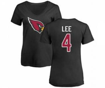 Football Women's Arizona Cardinals #4 Andy Lee Black Name & Number Logo T-Shirt