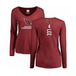 Football Women's Arizona Cardinals #4 Andy Lee Maroon Backer Long Sleeve T-Shirt