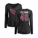 Football Women's Arizona Cardinals #40 Pat Tillman Black Name & Number Logo Long Sleeve T-Shirt