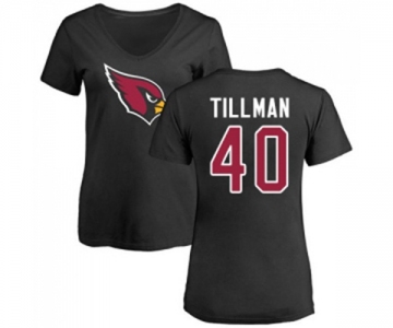 Football Women's Arizona Cardinals #40 Pat Tillman Black Name & Number Logo T-Shirt