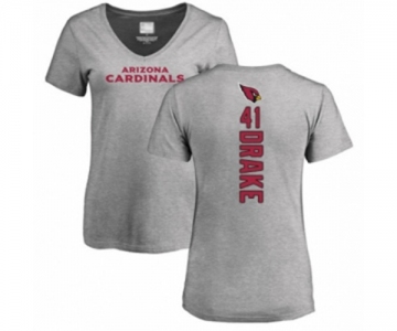 Football Women's Arizona Cardinals #41 Kenyan Drake Ash Backer V-Neck T-Shirt