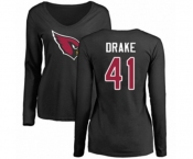 Football Women's Arizona Cardinals #41 Kenyan Drake Black Name & Number Logo Long Sleeve T-Shirt