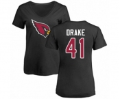 Football Women's Arizona Cardinals #41 Kenyan Drake Black Name & Number Logo T-Shirt