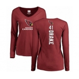 Football Women's Arizona Cardinals #41 Kenyan Drake Maroon Backer Long Sleeve T-Shirt