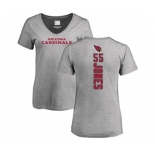 Football Women's Arizona Cardinals #55 Chandler Jones Ash Backer V-Neck T-Shirt