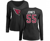 Football Women's Arizona Cardinals #55 Chandler Jones Black Name & Number Logo Long Sleeve T-Shirt