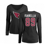 Football Women's Arizona Cardinals #89 Andy Isabella Black Name & Number Logo Long Sleeve T-Shirt