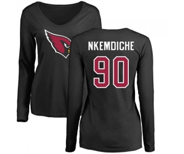 NFL Women's Nike Arizona Cardinals #90 Robert Nkemdiche Black Name & Number Logo Long Sleeve T-Shirt