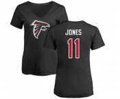 Football Women's Atlanta Falcons #11 Julio Jones Black Name & Number Logo T-Shirt