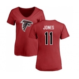 Football Women's Atlanta Falcons #11 Julio Jones Red Name & Number Logo T-Shirt