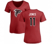 Football Women's Atlanta Falcons #11 Julio Jones Red Name & Number Logo T-Shirt