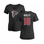 Football Women's Atlanta Falcons #18 Calvin Ridley Black Name & Number Logo T-Shirt