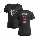 Football Women's Atlanta Falcons #2 Matt Ryan Black Name & Number Logo T-Shirt