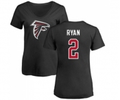 Football Women's Atlanta Falcons #2 Matt Ryan Black Name & Number Logo T-Shirt