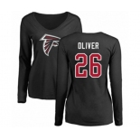 Football Women's Atlanta Falcons #26 Isaiah Oliver Black Name & Number Logo Long Sleeve T-Shirt