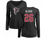 Football Women's Atlanta Falcons #26 Isaiah Oliver Black Name & Number Logo Long Sleeve T-Shirt