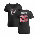 Football Women's Atlanta Falcons #26 Isaiah Oliver Black Name & Number Logo T-Shirt