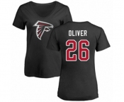 Football Women's Atlanta Falcons #26 Isaiah Oliver Black Name & Number Logo T-Shirt