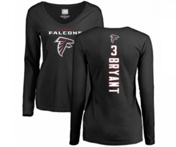 Football Women's Atlanta Falcons #3 Matt Bryant Black Backer Long Sleeve T-Shirt