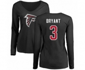 Football Women's Atlanta Falcons #3 Matt Bryant Black Name & Number Logo Long Sleeve T-Shirt