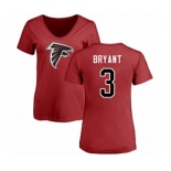 Football Women's Atlanta Falcons #3 Matt Bryant Red Name & Number Logo T-Shirt