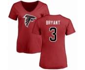 Football Women's Atlanta Falcons #3 Matt Bryant Red Name & Number Logo T-Shirt