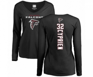 Football Women's Atlanta Falcons #32 Johnathan Cyprien Black Backer Long Sleeve T-Shirt