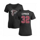 Football Women's Atlanta Falcons #32 Johnathan Cyprien Black Name & Number Logo T-Shirt