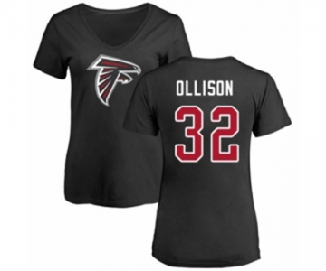 Football Women's Atlanta Falcons #32 Qadree Ollison Black Name & Number Logo T-Shirt