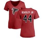 Football Women's Atlanta Falcons #44 Vic Beasley Red Name & Number Logo T-Shirt