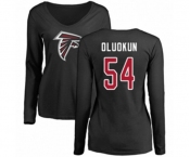 Football Women's Atlanta Falcons #54 Foye Oluokun Black Name & Number Logo Long Sleeve T-Shirt