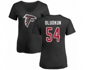 Football Women's Atlanta Falcons #54 Foye Oluokun Black Name & Number Logo T-Shirt