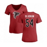 Football Women's Atlanta Falcons #54 Foye Oluokun Red Name & Number Logo T-Shirt