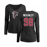 Football Women's Atlanta Falcons #98 Takkarist McKinley Black Name & Number Logo Long Sleeve T-Shirt