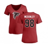 Football Women's Atlanta Falcons #98 Takkarist McKinley Red Name & Number Logo T-Shirt