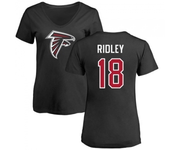 NFL Women's Nike Atlanta Falcons #18 Calvin Ridley Black Name & Number Logo T-Shirt