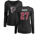 NFL Women's Nike Atlanta Falcons #27 Damontae Kazee Black Name & Number Logo Long Sleeve T-Shirt