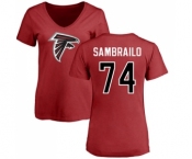 NFL Women's Nike Atlanta Falcons #74 Ty Sambrailo Red Name & Number Logo T-Shirt