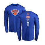 NBA Nike New York Knicks #00 Enes Kanter Royal Blue Backer Long Sleeve T-Shirt