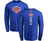 NBA Nike New York Knicks #00 Enes Kanter Royal Blue Backer Long Sleeve T-Shirt