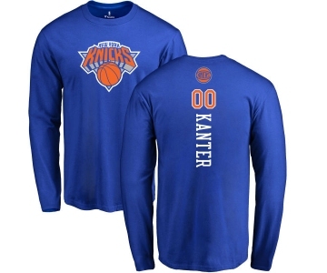 NBA Nike New York Knicks #00 Enes Kanter Royal Blue Backer Long Sleeve T-Shirt