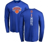 NBA Nike New York Knicks #1 Emmanuel Mudiay Royal Blue Backer Long Sleeve T-Shirt