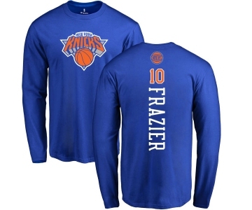 NBA Nike New York Knicks #10 Walt Frazier Royal Blue Backer Long Sleeve T-Shirt