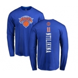 NBA Nike New York Knicks #11 Frank Ntilikina Royal Blue Backer Long Sleeve T-Shirt