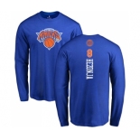 NBA Nike New York Knicks #8 Mario Hezonja Royal Blue Backer Long Sleeve T-Shirt