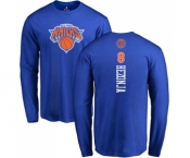 NBA Nike New York Knicks #8 Mario Hezonja Royal Blue Backer Long Sleeve T-Shirt