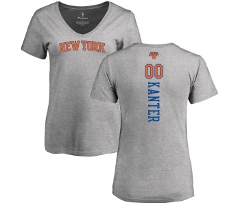 NBA Women's Nike New York Knicks #00 Enes Kanter Ash Backer T-Shirt