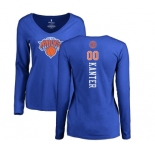 NBA Women's Nike New York Knicks #00 Enes Kanter Royal Blue Backer Long Sleeve T-Shirt